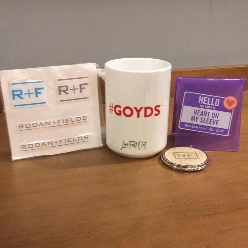 #GOYDS mug and Rodan + Fields Mirror, Stickers